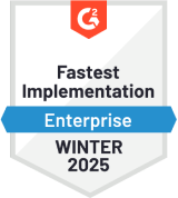 G2.com Fastest Implementation Enterprise winter 2025 badge