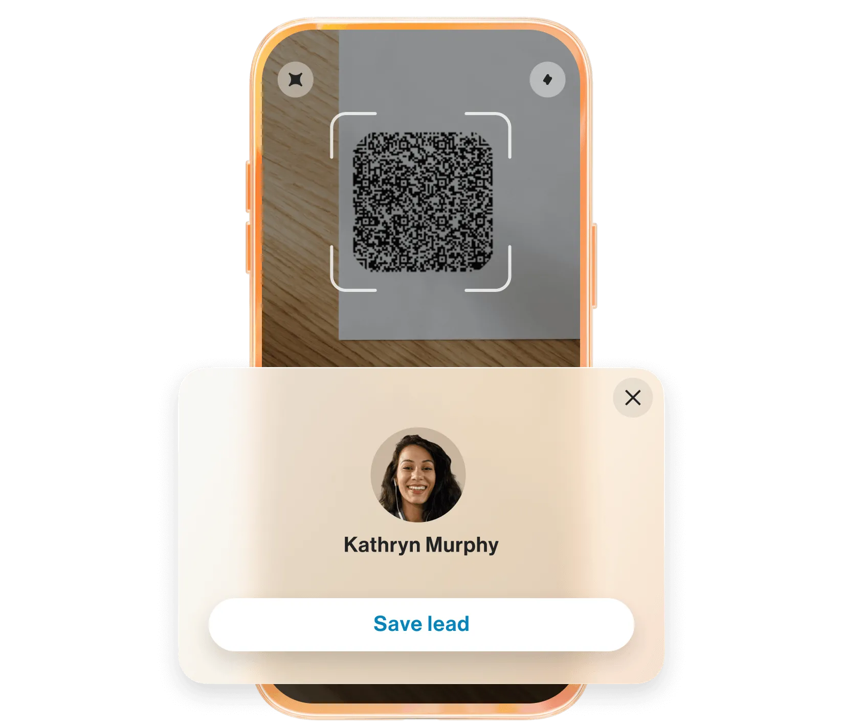 A QR code scanned onsite as a lead