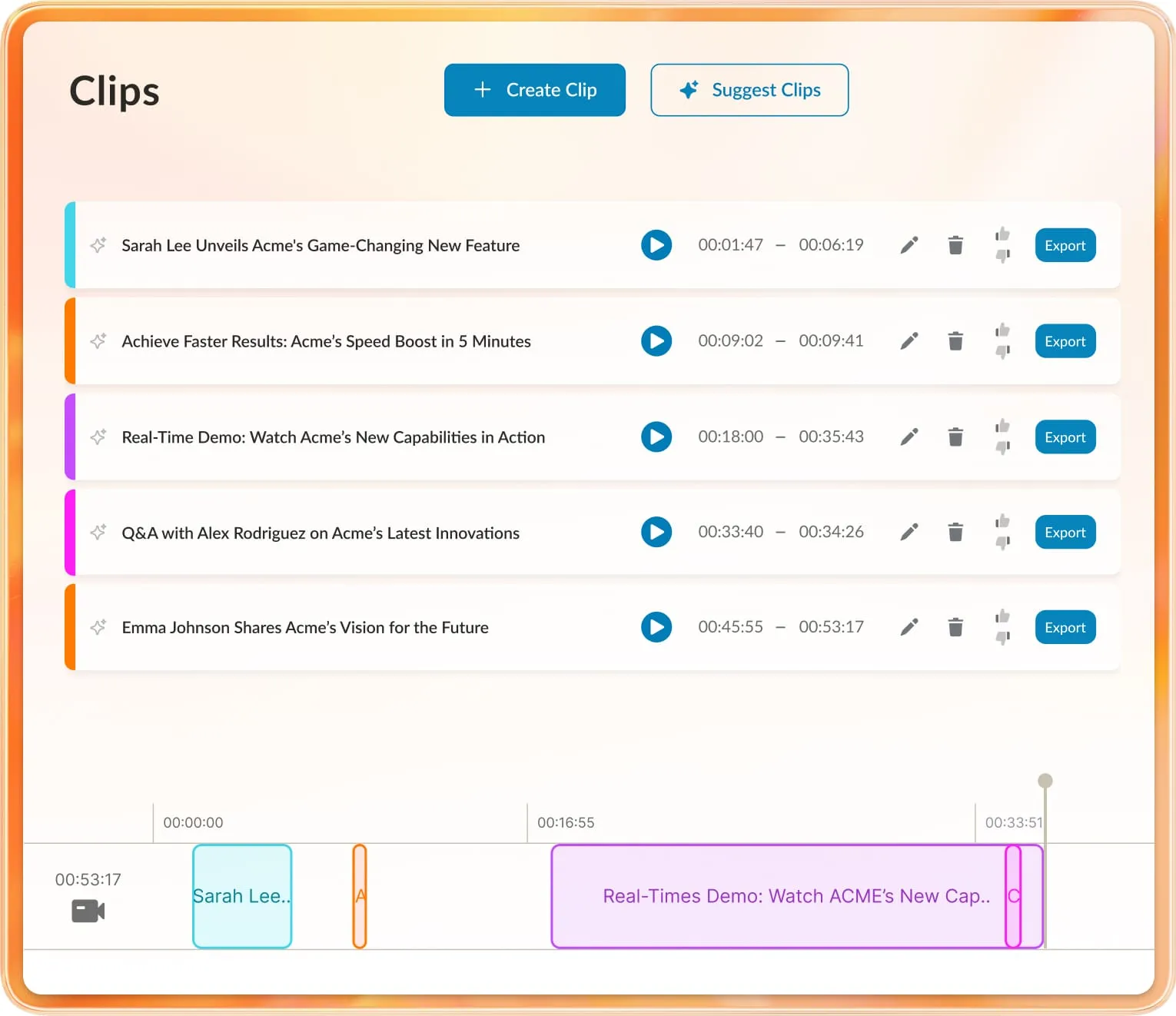 AI Clips feature of RingCentral Events