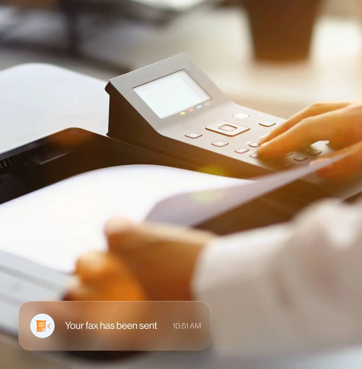 Fax machine processing a digital fax for printing