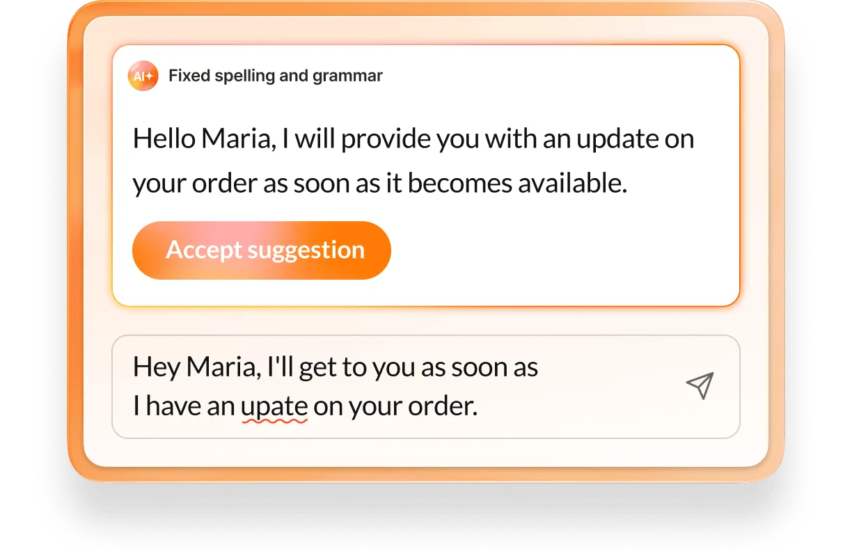 The fixed spelling and grammar option of the RingCentral Team Messaging AI Writer feature