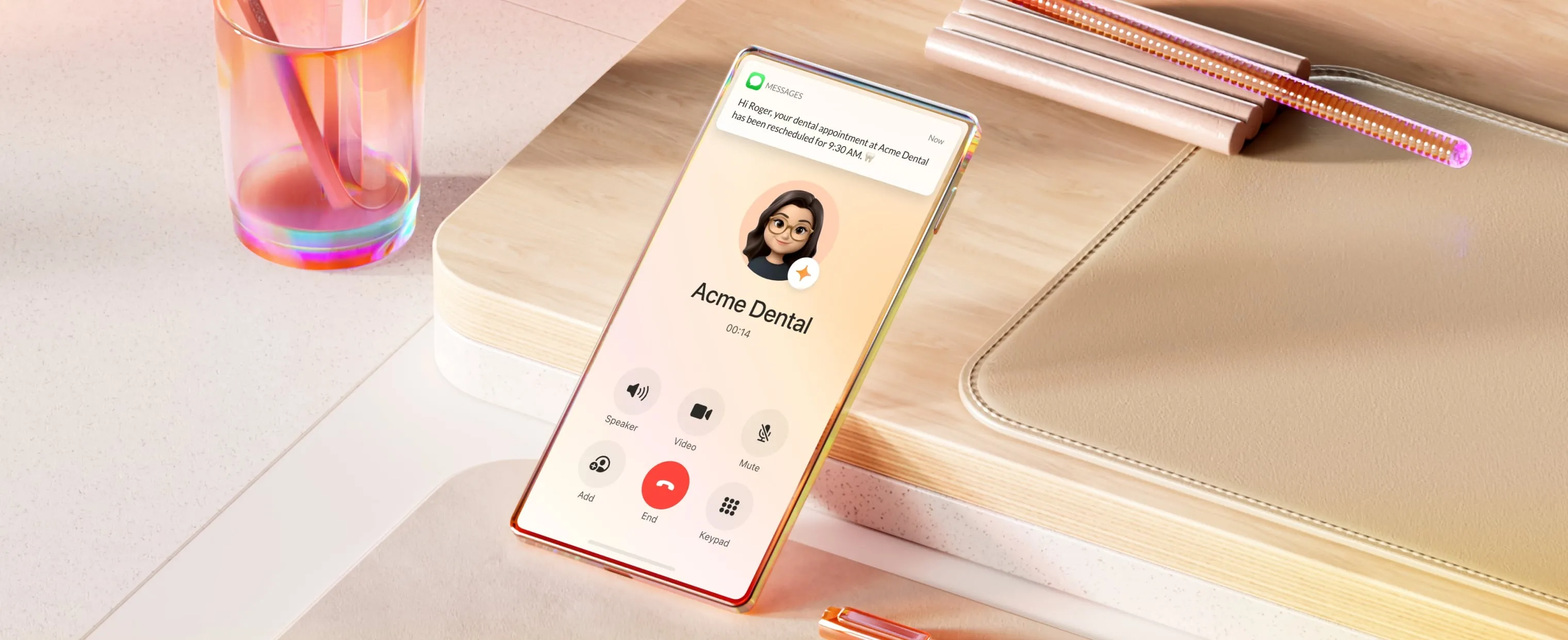 Ongoing call utilizing the RingCentral AI Receptionist feature on the mobile app