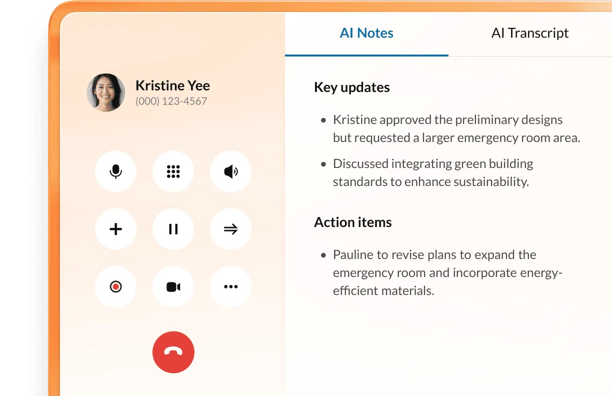 An image showing RingCentral RingEX™ AI notes feature