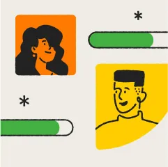 Uma ilustração de um homem e uma mulher numa videochamada