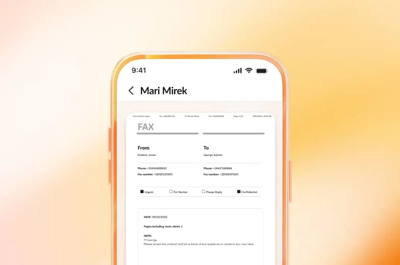 E-fax displayed on RingCentral mobile app